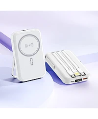 10000mAh Magnetic Power Bank w/ Stand- 3 Cables & Wireless Charging
