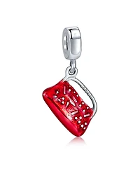 Bling Jewelry Set of 2 Fashion Crystal Black Dress & Red Clutch Purse Dangle Charm Bead Sterling Silver