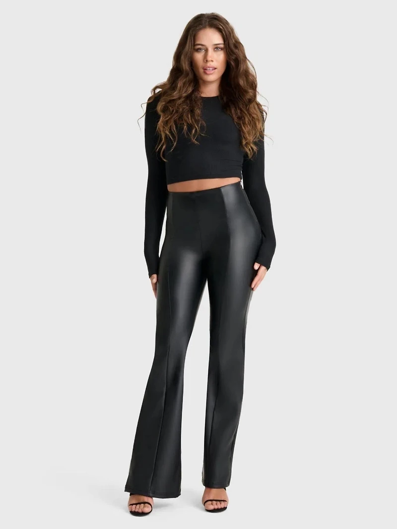 Freddy Women's Faux Leather High-Rise Sculpting Super Flares