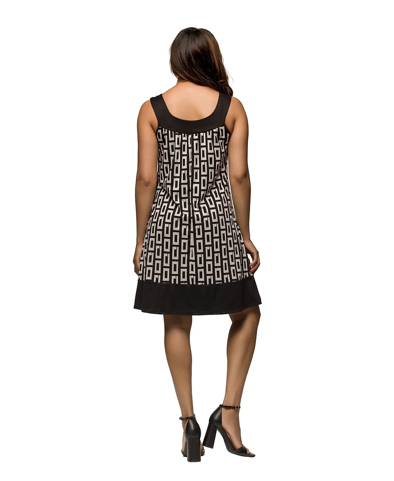 24seven Comfort Apparel Women's Scoop Neck Sleeveless Knee Length Dress