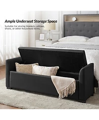 Monica 57.75"Wide Tufted Storage Bench with Flared Arms