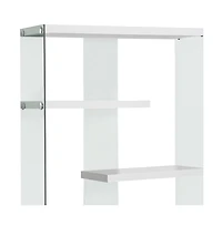 59" White Glass Four Tier Etagere Bookcase