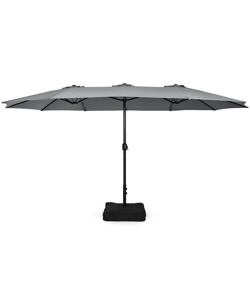 Gymax 15 ft Double-Sided Patio Twin Umbrella Extra-Large Market w/ Base