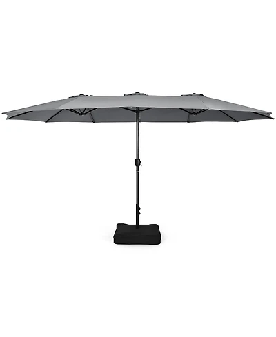 Gymax 15 ft Double-Sided Patio Twin Umbrella Extra-Large Market w/ Base