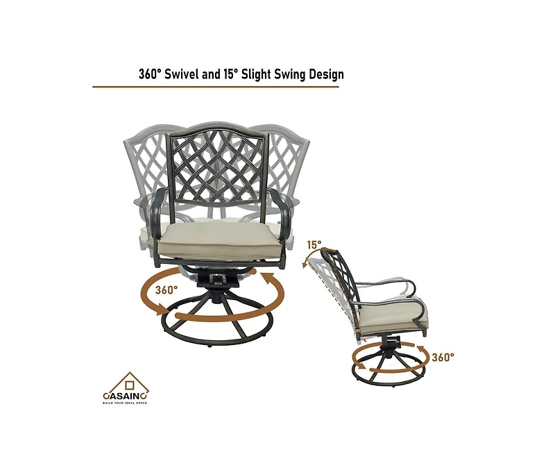 Casainc Cast Aluminum Outdoor Arm Dining Chair Patio Bistro Chairs With Cushion (Set of 4)