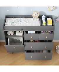 Diaper Table with 4 Drawers, Baby Changing Station Storage Compartments