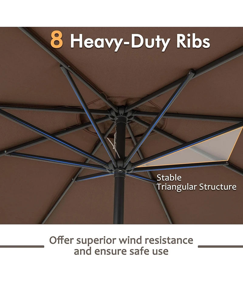 Gymax Outdoor Patio Umbrella Modern Table w/8 Heavy Duty Ribs Sun-proof