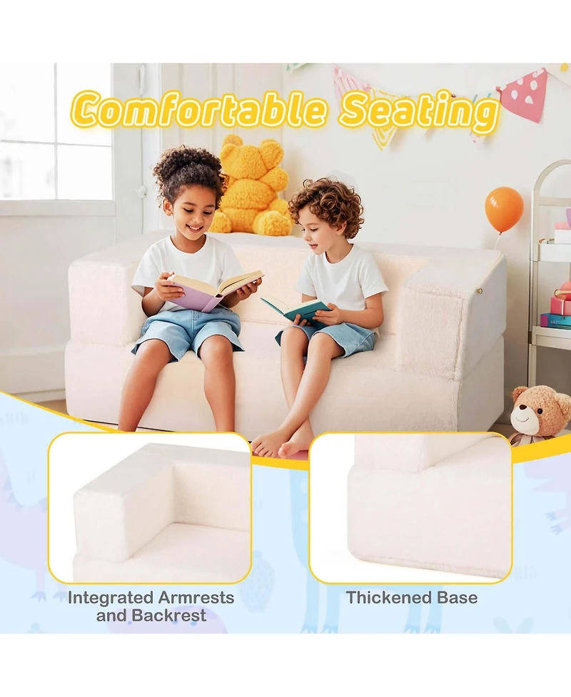 Modular Kids Sofa Children's Couch/High Chair with Armrests Washable Cover