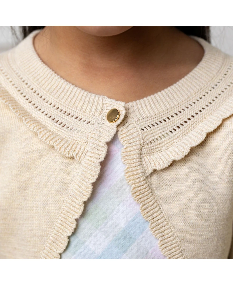 Hope & Henry Girls Organic Cropped Special Detail Sweater Cardigan