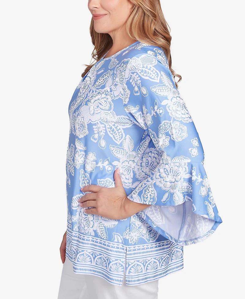 Ruby Rd. Plus Size Puff Print Ruffle Top