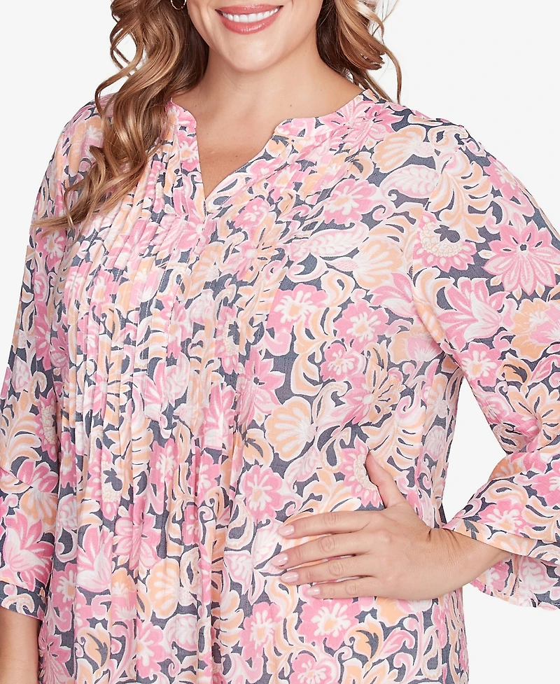Ruby Rd. Plus Ruffle Sleeve Henley Top