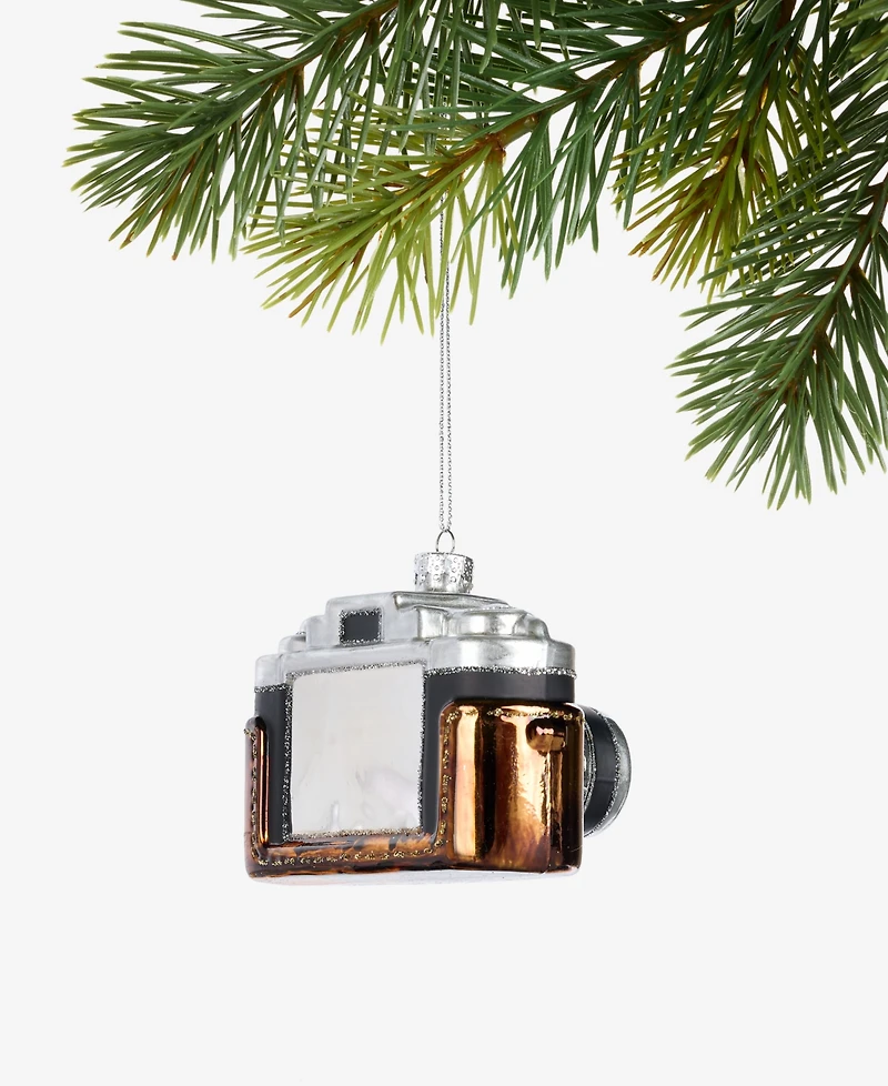 Holiday Lane Eclectic Charm Glass Camera Ornament. Macy's Exclusive
