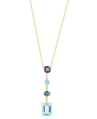 Effy Multi-Gemstone (4-5/8 ct. t.w.) & Diamond Accent Mixed Cut Linear Pendant Necklace in 14k Gold