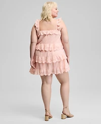 And Now This Trendy Plus Eyelet Cotton Sleeveless A-Line Dress, Exclusively at Macy's