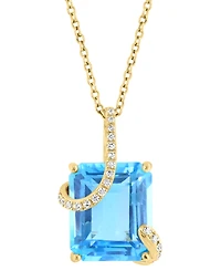 Effy Blue Topaz (8-1/3 ct. t.w.) & Diamond (1/10 ct. tw.) Wrap Pendant Necklace in 14k Gold, 17" + 1" extender