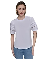 Karl Lagerfeld Paris Women's Logo-Trim Top