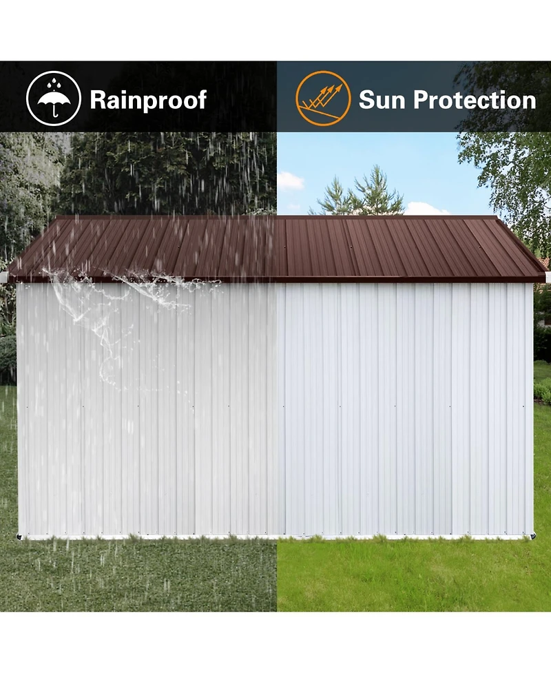 Streamdale Metal garden sheds 10ftx12ft outdoor storage sheds white+coffee