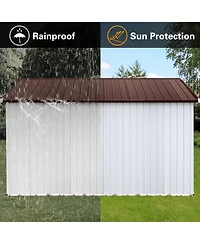 Streamdale Metal garden sheds 10ftx12ft outdoor storage sheds white+coffee