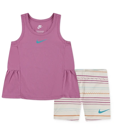 Nike Toddler Girls Sunny Swoosh Tank Top & Bike Shorts, 2 Piece Set