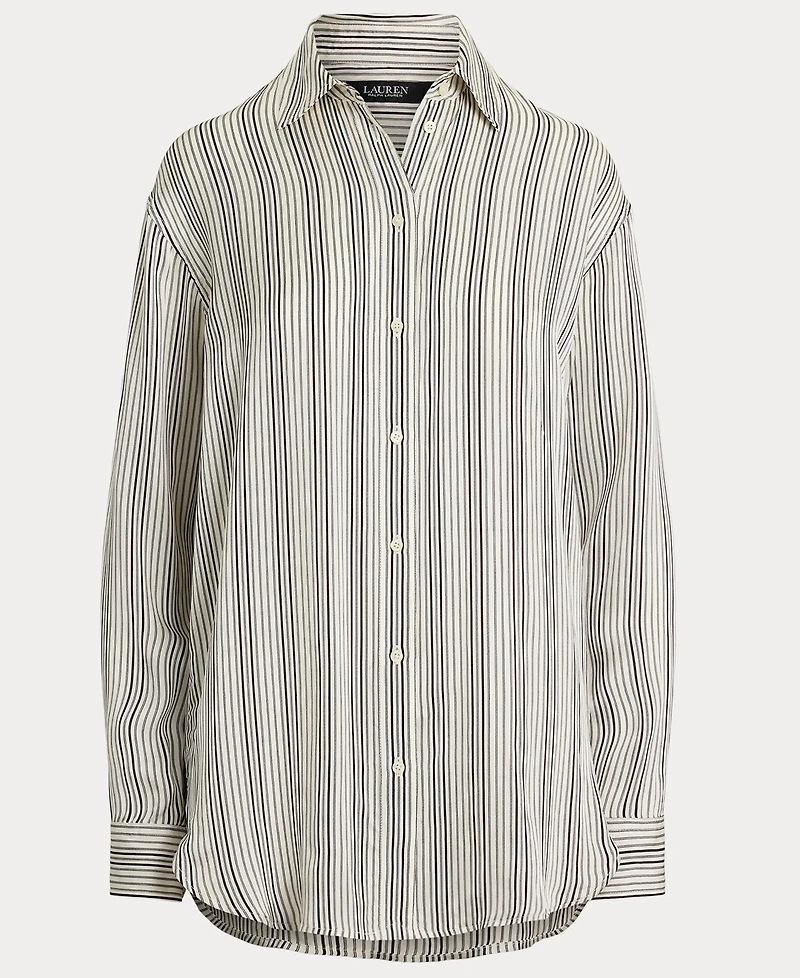 Lauren Ralph Women's Relaxed-Fit Striped Satin Shirt