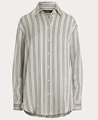 Lauren Ralph Women's Relaxed-Fit Striped Satin Shirt