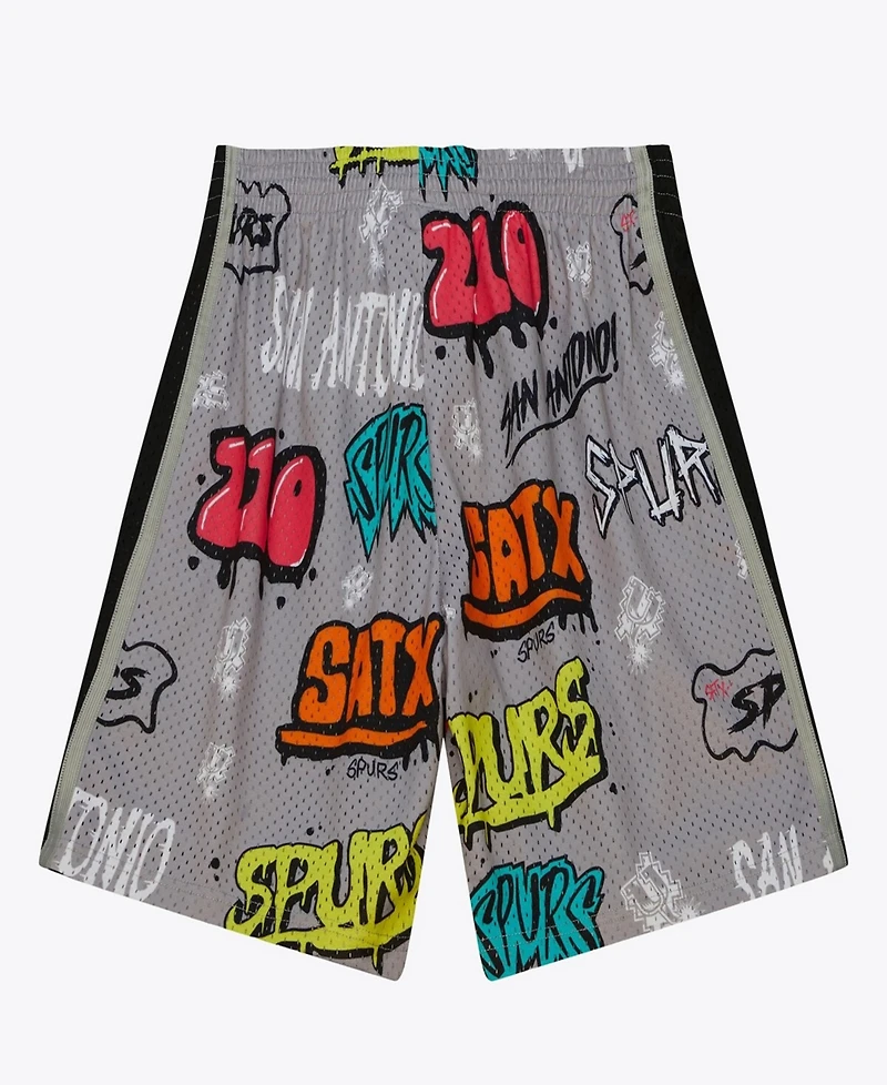Mitchell & Ness Men's Silver San Antonio Spurs 1998/99 Hardwood Classics Slap Sticker Swingman Shorts