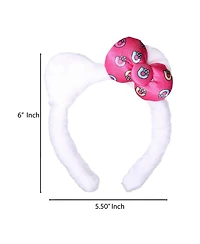 Sally Rose Hello Kitty Plush Headband for Official License, Plush White Head Band with Kitty Ears and Pink Bow