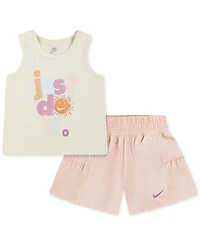 Nike Toddler Girls Sunny Swoosh Tank Top & Shorts, 2 Piece Set