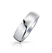Bling Jewelry Simple Traditional Dome Promise Band Ring .925 Sterling Silver 7MM Comfort Fit