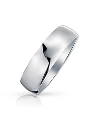 Bling Jewelry Simple Traditional Dome Promise Band Ring .925 Sterling Silver 7MM Comfort Fit