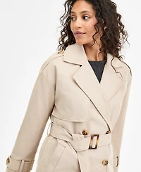 Jou Juniors' Double-Breasted Belted Trench Coat