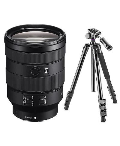 Sony Fe 24-105mm f/4 G Oss Lens for Sony E, Bundle with Takama 3-Section Aluminum Video Tripod with Fluid Head