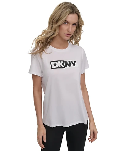 Dkny Sport Women's Colorblocked-Logo Crewneck T-Shirt