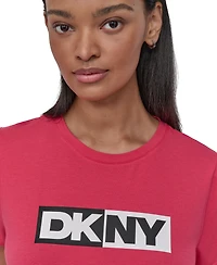 Dkny Sport Women's Colorblocked-Logo Crewneck T-Shirt
