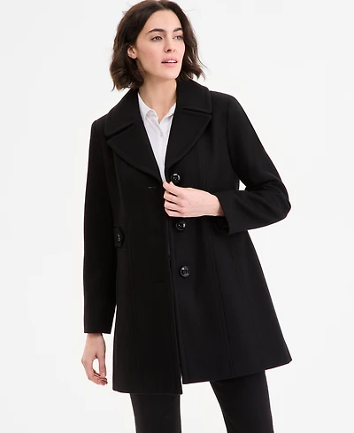 Anne Klein Women's Single-Breasted Notched-Collar Peacoat