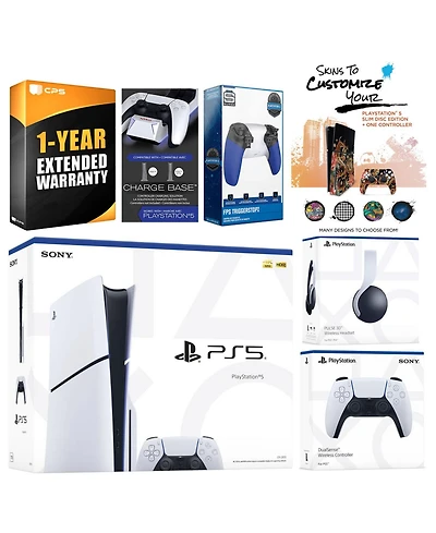 Sony Playstation 5 Slim Disc with White Pulse Headset, Extra