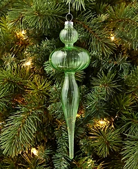 Holiday Lane Pastel Shine Green Glass Finial Drop Ornament, Macy's Exclusive