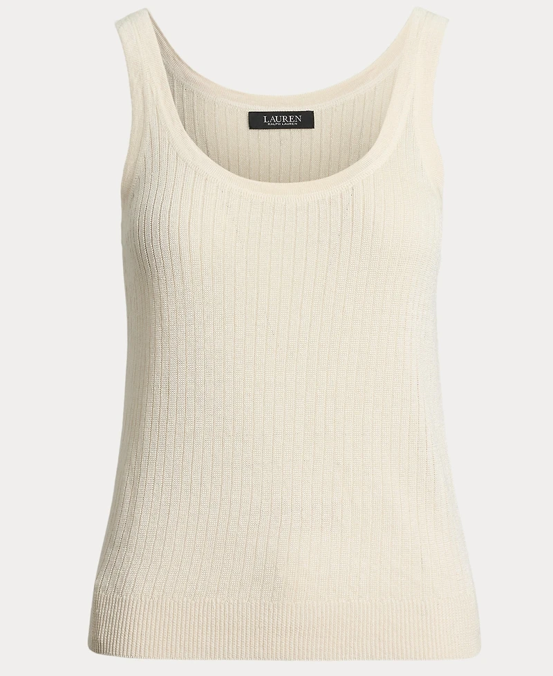 Lauren Ralph Women's Rib-Knit Linen-Blend Sweater Tank Top