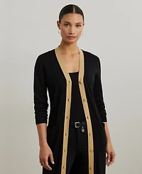 Lauren Ralph Women's Two-Tone Cotton-Blend Cardigan