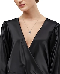 Grown With Love Cultured Freshwater Oval Pearl (7 - 7-1/2mm) & Lab Grown Diamond (1/2 ct. t.w.) Floral 18" Pendant Necklace in 14k Gold
