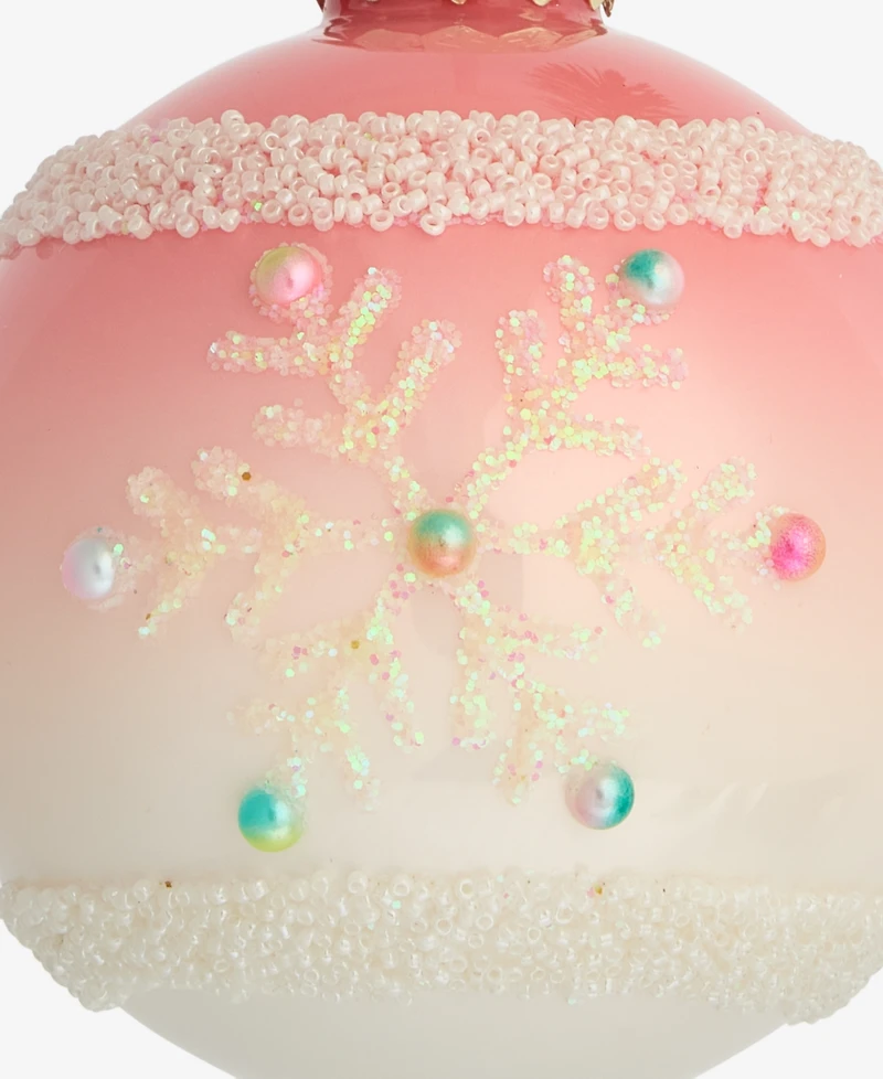 Holiday Lane Sugar Plum Glass Snowflake Ball Ornament, Macy's Exclusive