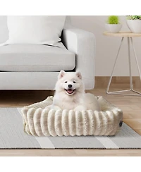 Elle Decor Square Plush Pet Cuddler Bed, Stylish and Comfortable Bedding for Dogs Cats