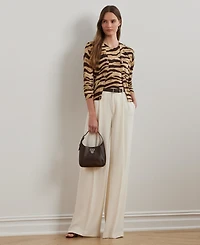 Lauren Ralph Women's Zebra-Print Linen-Cotton Cardigan