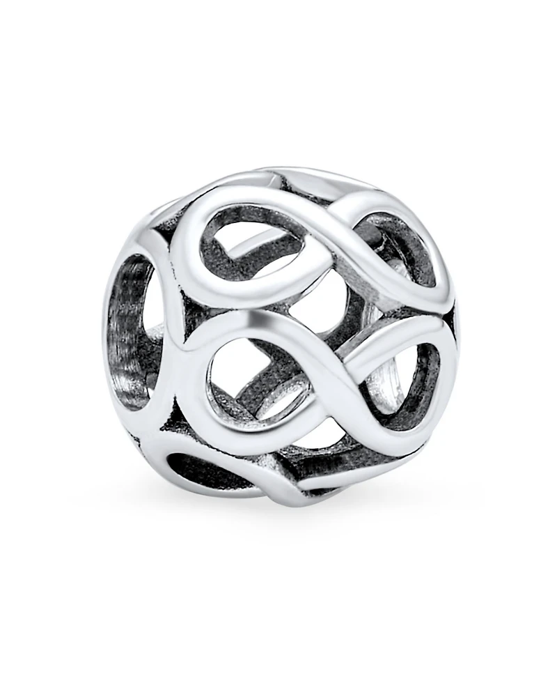 Bling Jewelry Set of 2 Couples Kissing Lovers & Valentine Heart Knot Spacer Charm Bead Silver