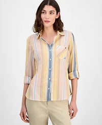 Tommy Hilfiger Women's Striped Roll-Tab Shirt