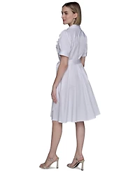 Karl Lagerfeld Paris Women's Floral-Applique Cotton Shirtdress