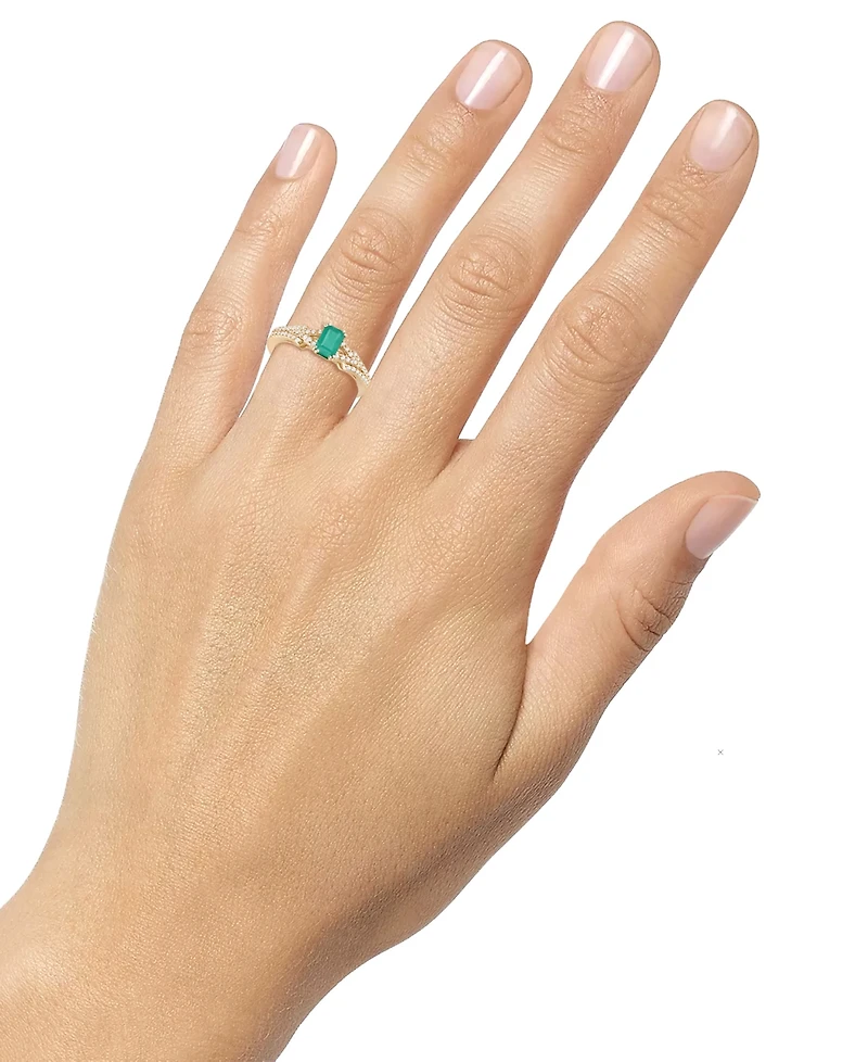 Emerald (5/8 ct. t.w.) & Diamond (1/4 Ring 14k Gold (Also Ruby Sapphire)