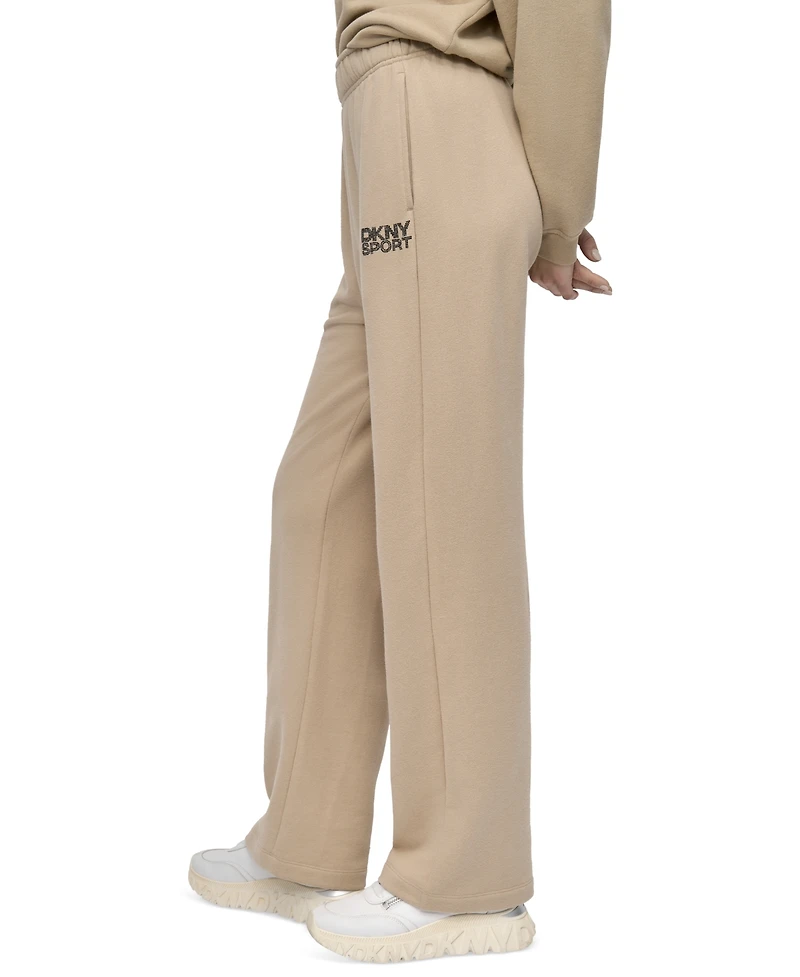 Dkny Sport Women's Rhinestone-Logo High-Rise Straight-Leg Pants