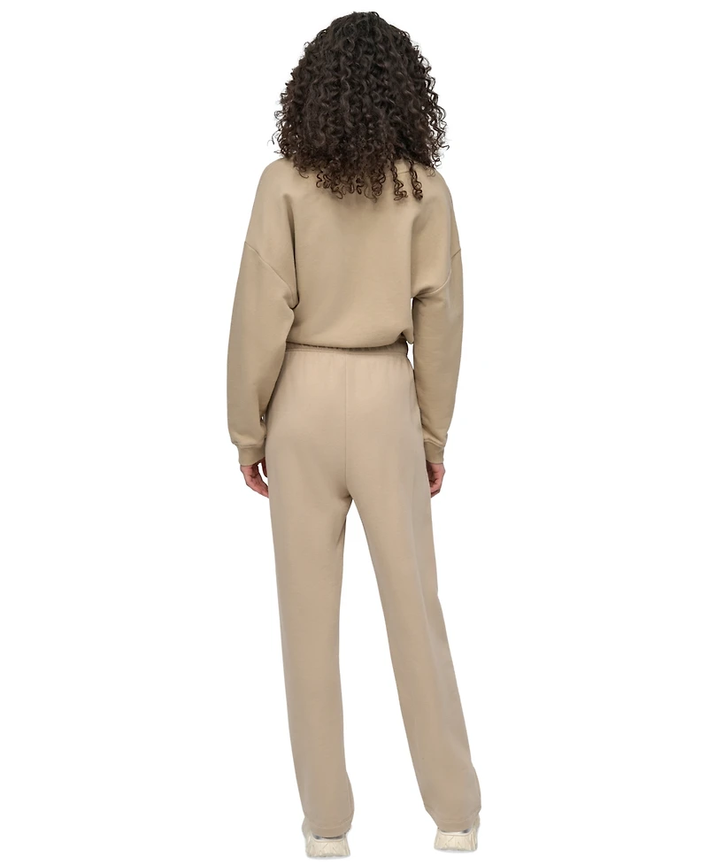 Dkny Sport Women's Rhinestone-Logo High-Rise Straight-Leg Pants