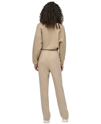 Dkny Sport Women's Rhinestone-Logo High-Rise Straight-Leg Pants